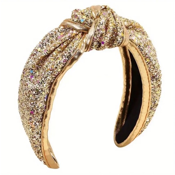 Whimsy_and_Lily Accessories - Gold Glitter Knot Headband